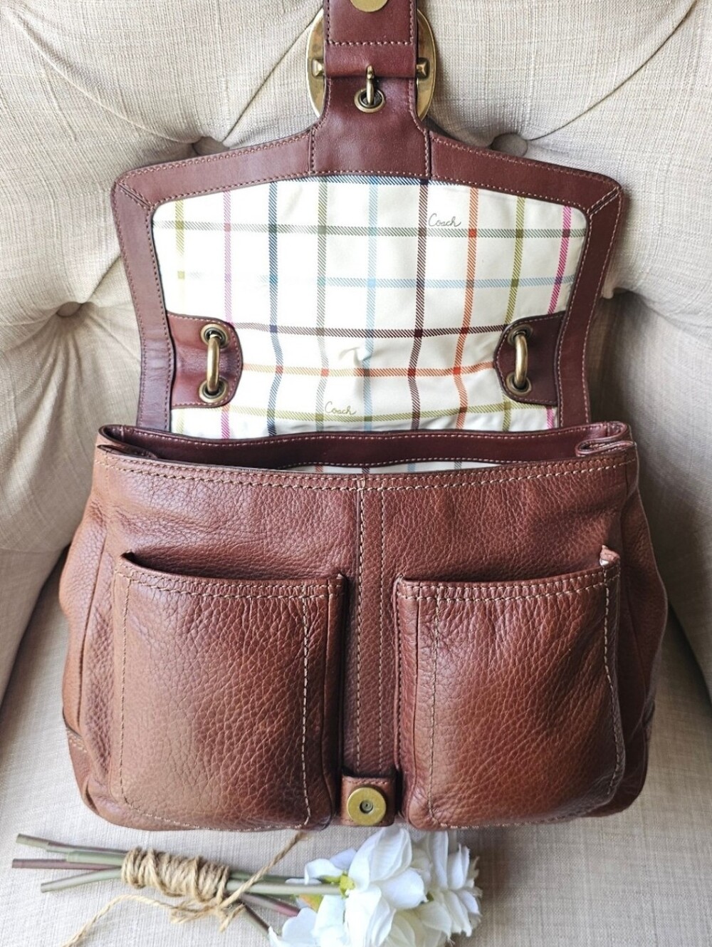 Coach Legacy Bleeker Woven Leather Sachel Handbag ( Brown ) # 12364 - Picture 5 of 15